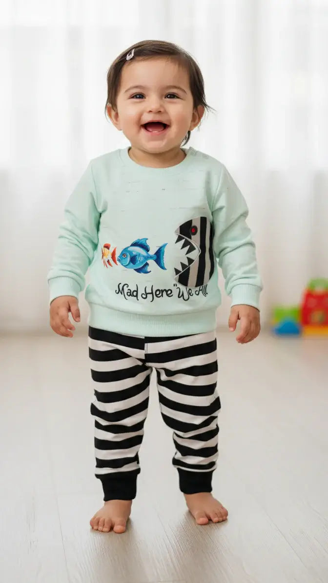 2-Piece Baby Girl Shark Outfit Set